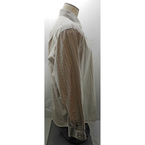 Joseph Abboud Brown Plaid Cotton Long Sleeve Button-Front Shirt - Men's XL - Picture 3 of 7